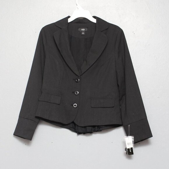 AGB nwt peplum back charcoal gray cropped blazer jacket - Picture 1 of 7